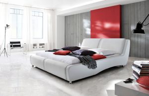 NAVARA łóżko tapicerowane 160 cm - biały