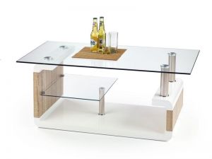 Ława Carissa biała / dąb sonoma