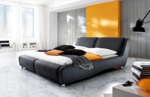 NAVARA łóżko tapicerowane 160 cm - czarny