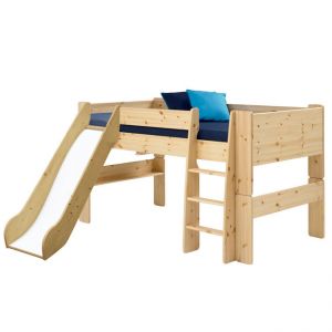 Łóżko piętrowe niskie z drabinką z zjeżdżalnią Steens for kids